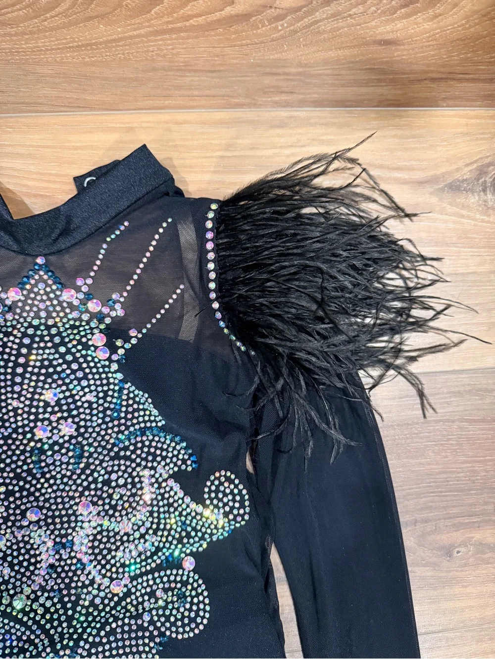 Black Feather & Crystal Kids Dance Leotard